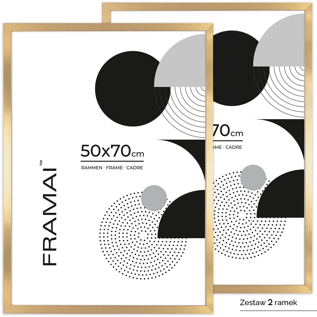 Zestaw 2 złotych ramek 50x70 cm – elegancki design