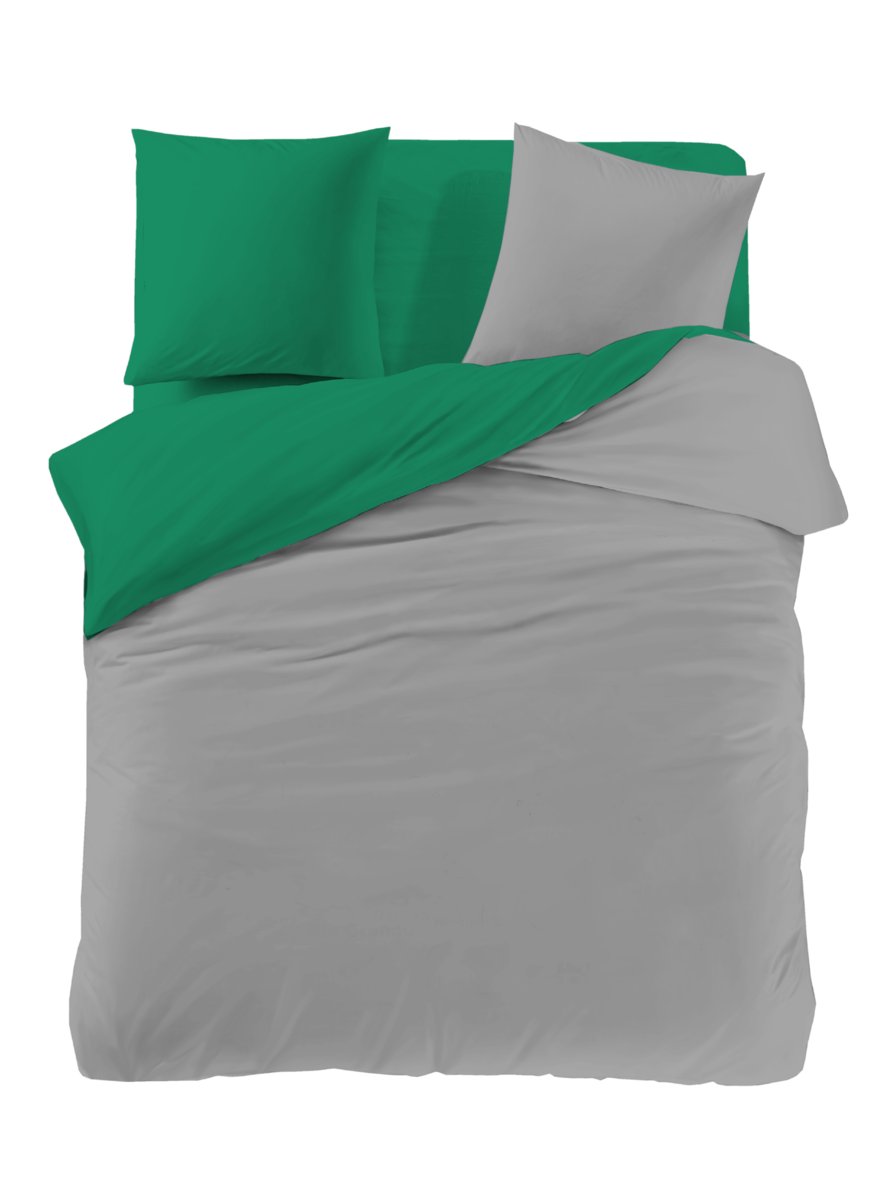 Komplet pościeli dwustronnej 160x200 3-częściowy szary-zieleń
