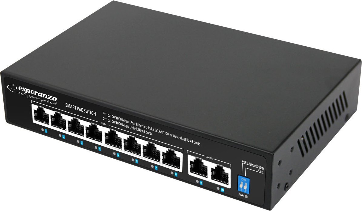 Switch Esperanza ENS108 Esperanza switch 10-portowy poe 10/100/1000 120w matrix null