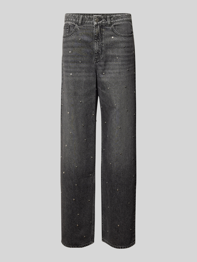 Kurtka jeansowa o kroju relaxed fit z obszyciem ozdobnymi kamieniami