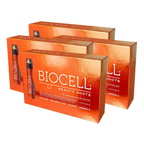 4 x Biocell Beauty Shots - naturalny kolagen* do picia - 4 x 14 fiolek x 25 ml