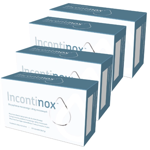 4 x Incontinox - poczwórne wsparcie dla pęcherza moczowego i dróg moczowych, 4 x 60 kaps
