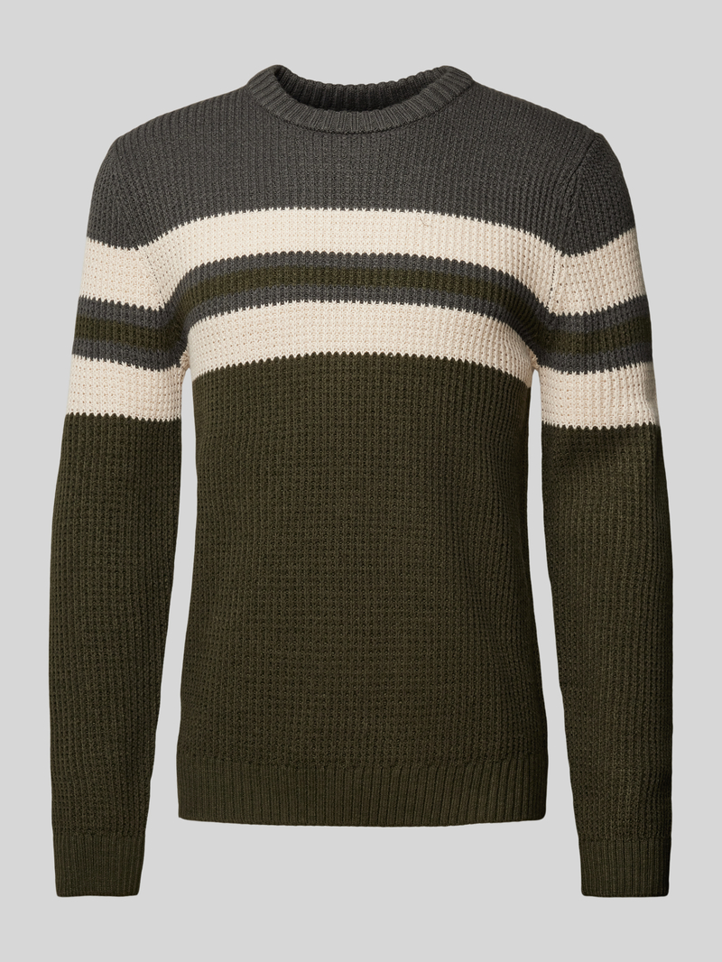 Sweter z dzianiny z okrągłym dekoltem model ‘SANDER’