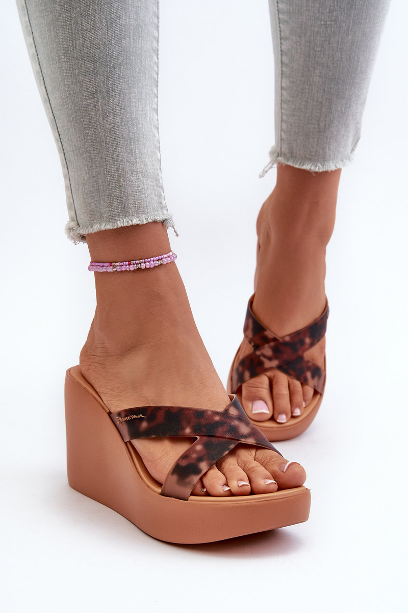 Klapki Damskie Na Koturnie 83520 Ipanema High Fashion Slide Fem Brązowe-38
