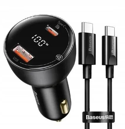 Baseus ładowarka samochodowa Superme PD 100W 1x USB 1x USB-C czarna + kabel