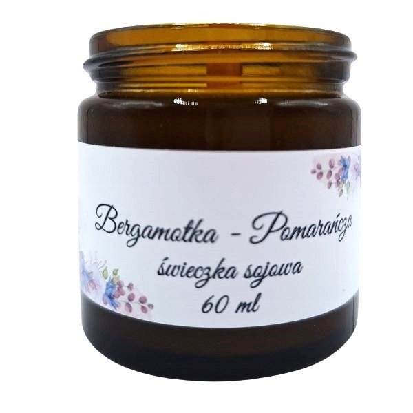 Ręcznie Robiona Świeczka Sojowa – Bergamotka i Pomarańcza 60 ml w Słoiczku