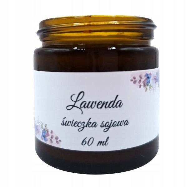 Ręcznie Robiona Świeczka Sojowa o Zapachu Lawendy 60ml w Szklanym Słoiczku