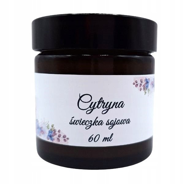 Ręcznie Robiona Świeczka Sojowa o Zapachu Cytryny 60 ml. Szklany Słoiczek