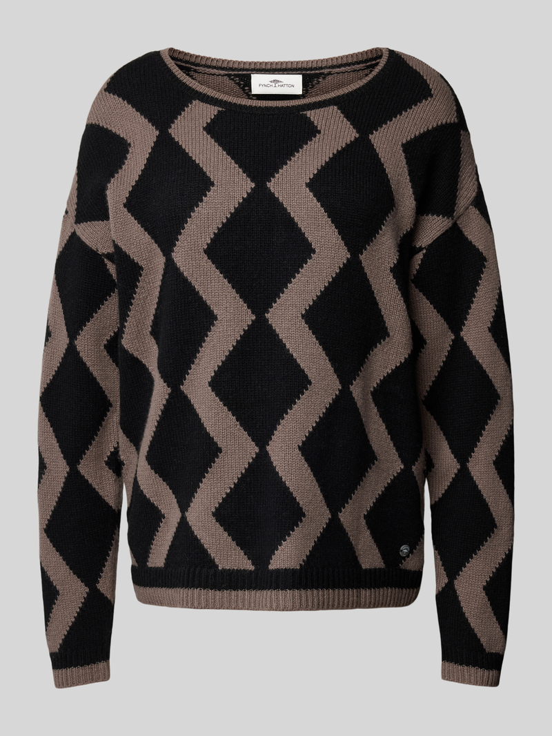 Sweter z dzianiny o kroju oversized z prążkowanymi wykończeniami