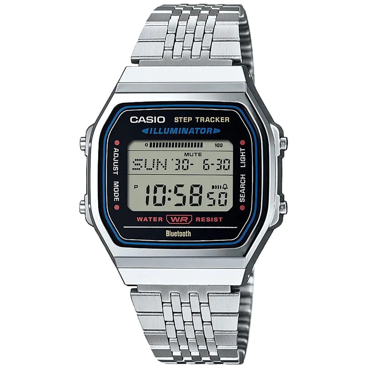 Casio Vintage Bluetooth zegarek retro z krokomierzem srebrny ABL-100WE-1AEF