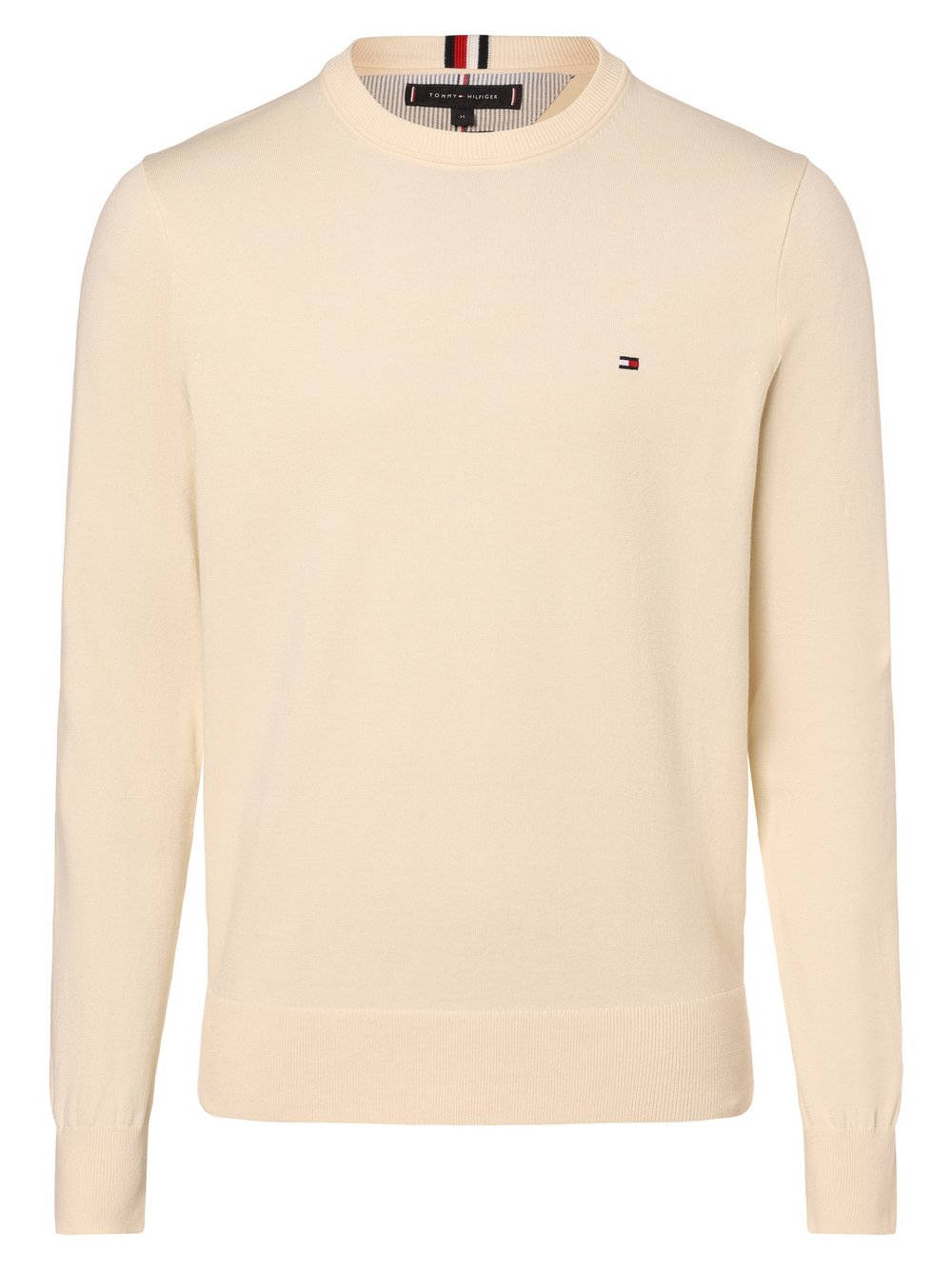 Tommy Hilfiger Sweter męski Mężczyźni Bawełna beżowy|biały jednolity, M