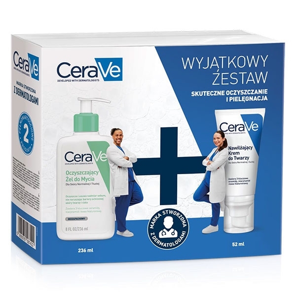 CeraVe  żel do mycia 236ml + krem do twarzy 52ml (ZESTAW)
