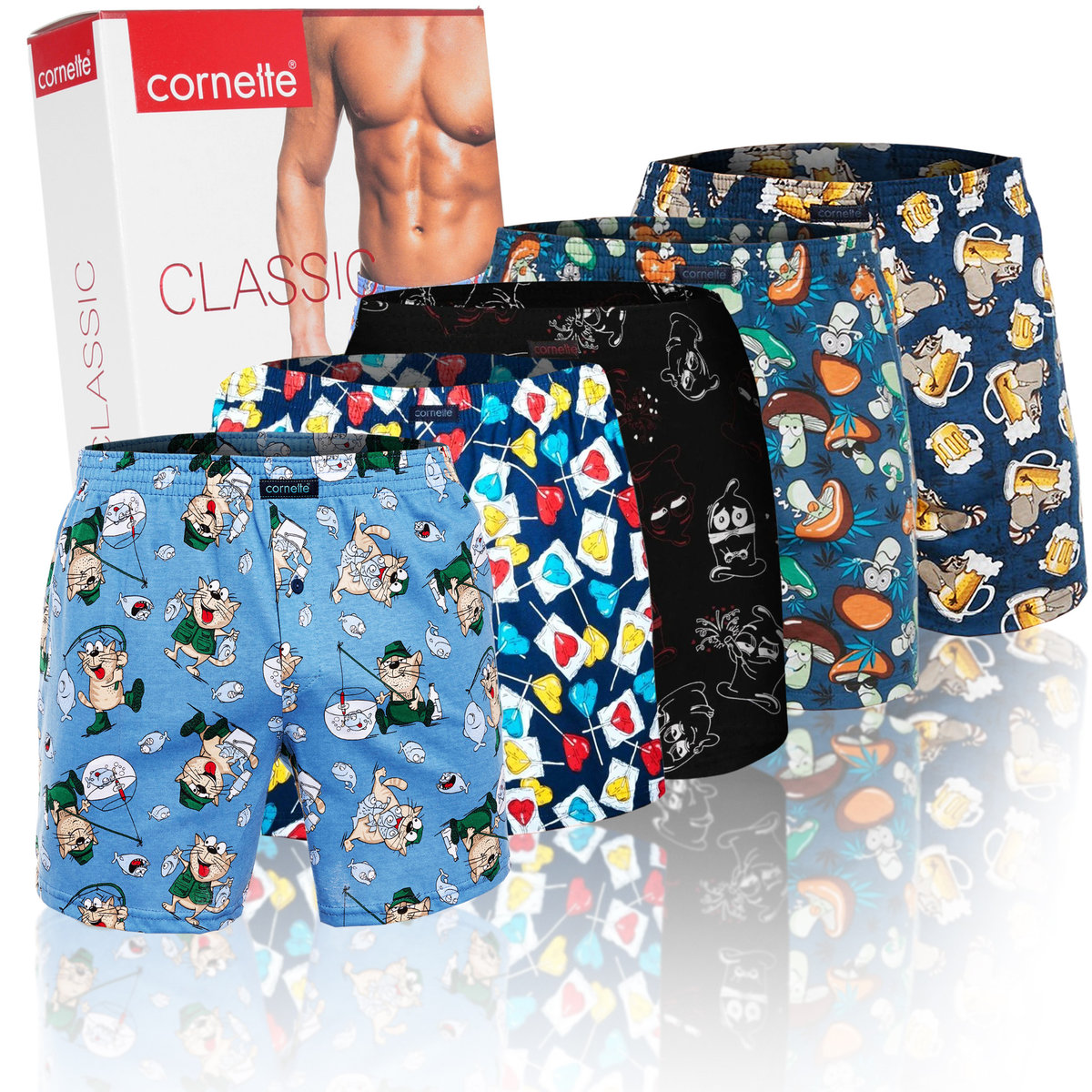 Cornette Bokserki Męskie Luźne Bawełniane 5 sztuk BM159 Rozm 2XL