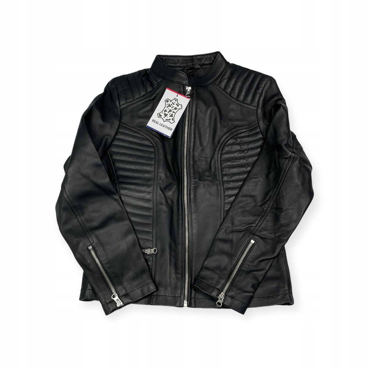 Skórzana kurtka damska czarna REAL LEATHER S
