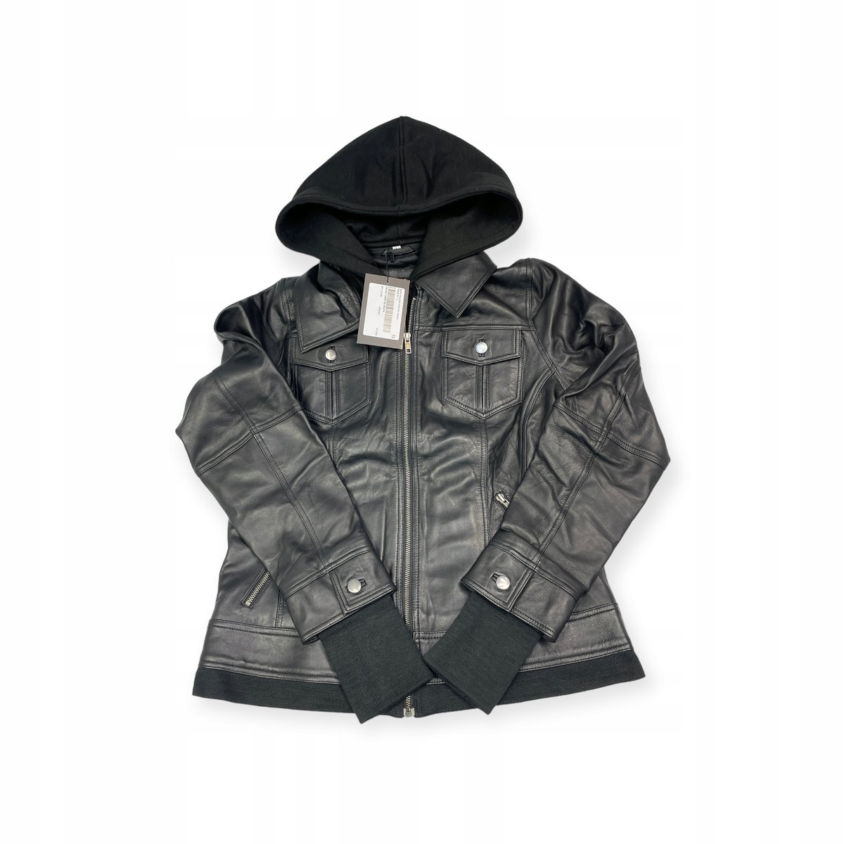Skórzana kurtka damska kaptur REAL LEATHER M