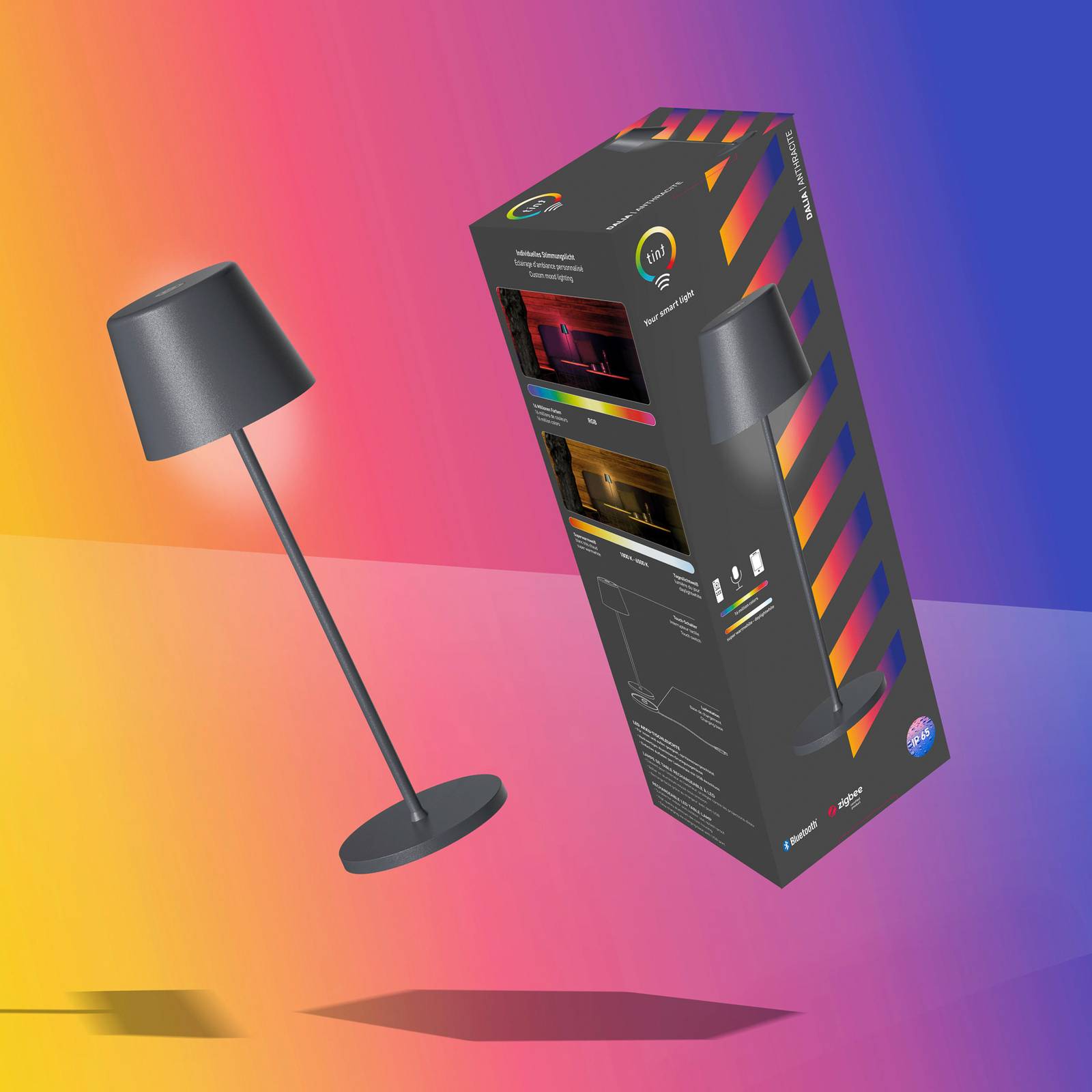 Müller Licht tint lampa stołowa LED Dalia, antracyt aluminium