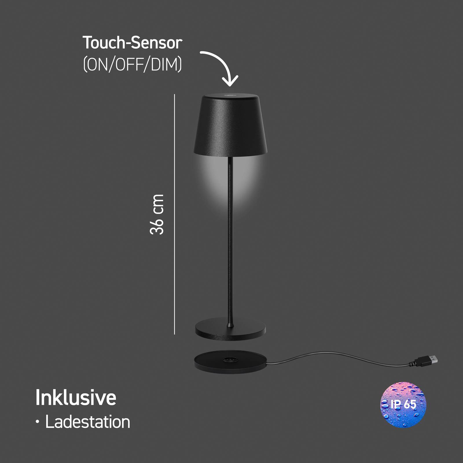 Müller Licht tint lampa stołowa LED Dalia, aluminium, czarny