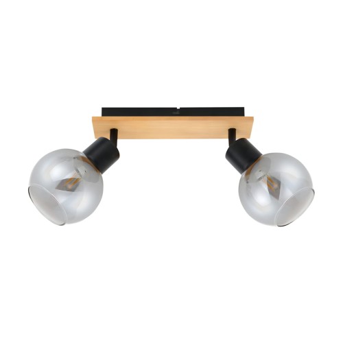 Barel lampa sufitowa(spot) 2xE27 czarna/drewno SPL-67535-2-BK-WO