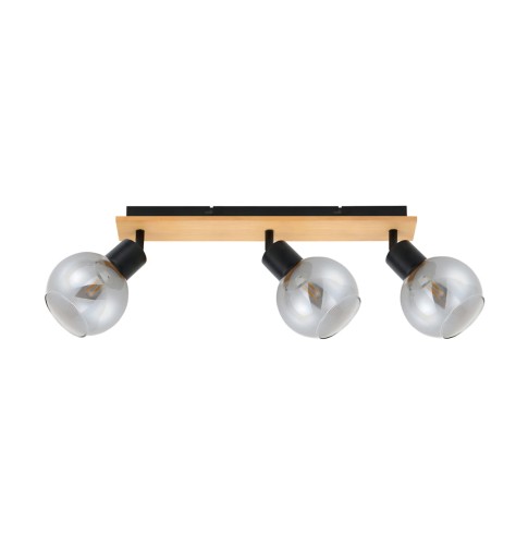 Barel lampa sufitowa(spot) 3xE27 czarna/drewno SPL-67535-3-BK-WO