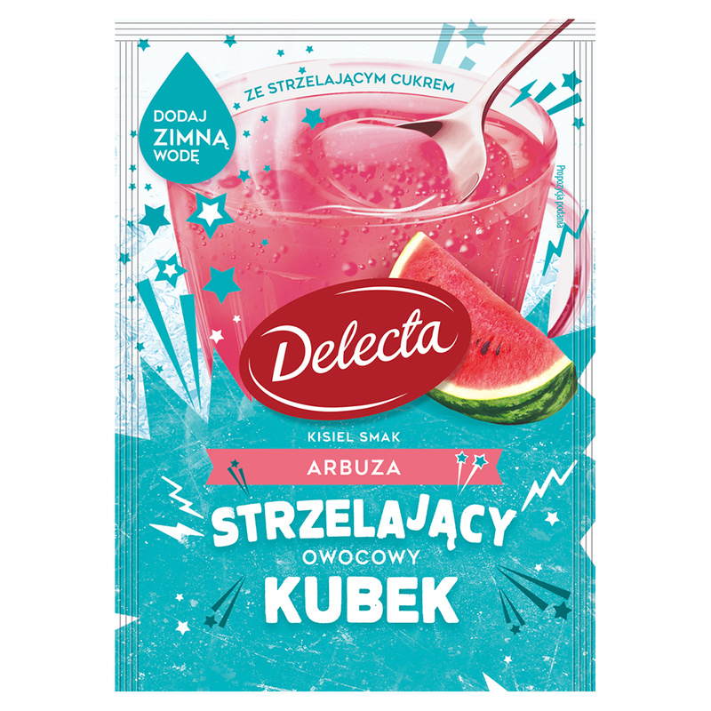 Delecta Strzelający owocowy kubek Kisiel smak arbuza 34 g