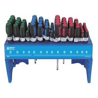 MEGA 10050 Ekspozytor wkrętaki 126 elementów (PŁ+PH+PZ), jeżyki CV,