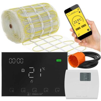 Mata grzewcza pod płytki MISSION AIR MA-160W/m2 20m2 + sterownik Gemini Black WiFi