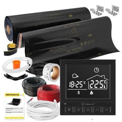 Folia grzewcza na podczerwień MISSION AIR Black Gold PTC 160W/m2 6m2 szer.100cm + regulator Taurus Czarny