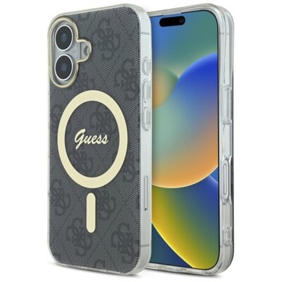 Etui GUESS IML 4G MagSafe do Apple iPhone 16 Czarny | Bezpłatny transport