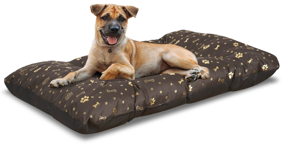 Legowisko Dla Psa Poduszka Prestige 120X80 Cm Wodoodporna Kości Złote