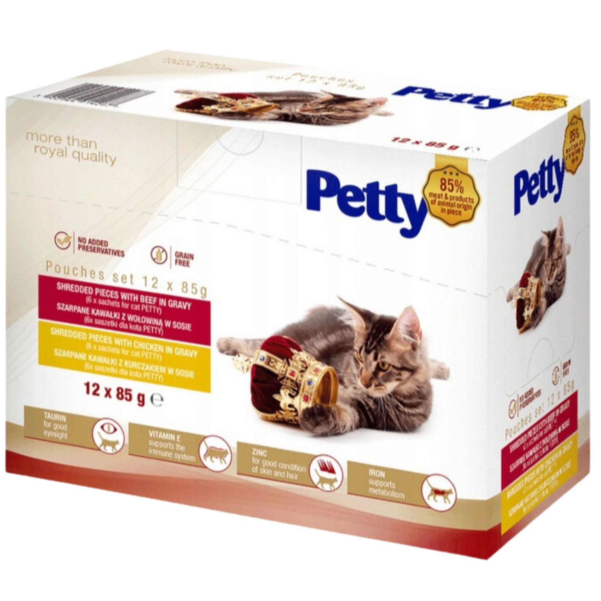 PETTY Saszetki karma mokra dla KOTA mix smaków 12x85g