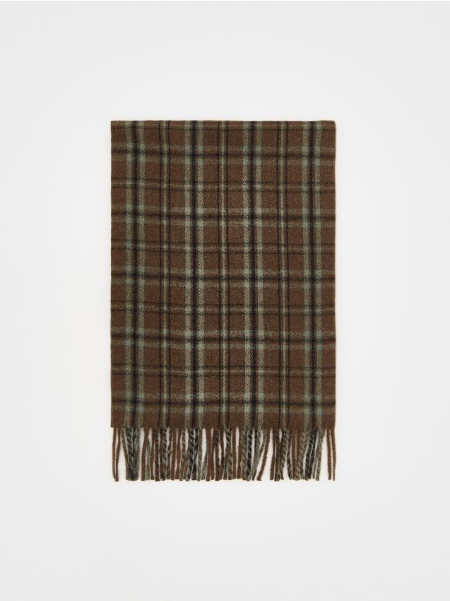 Reserved - Szalik z dodatkiem wełny - ciemnobrązowy