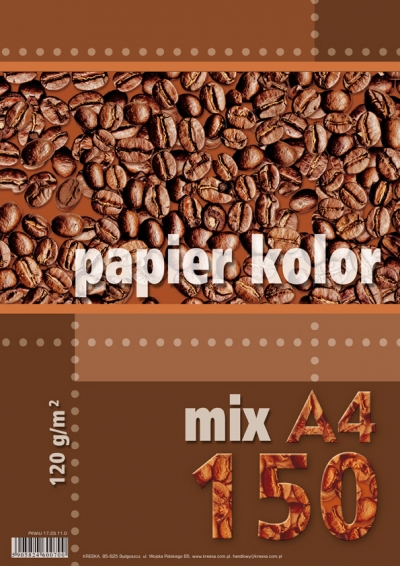 . Papier kolorowy A4 150k 120g mix kolorów