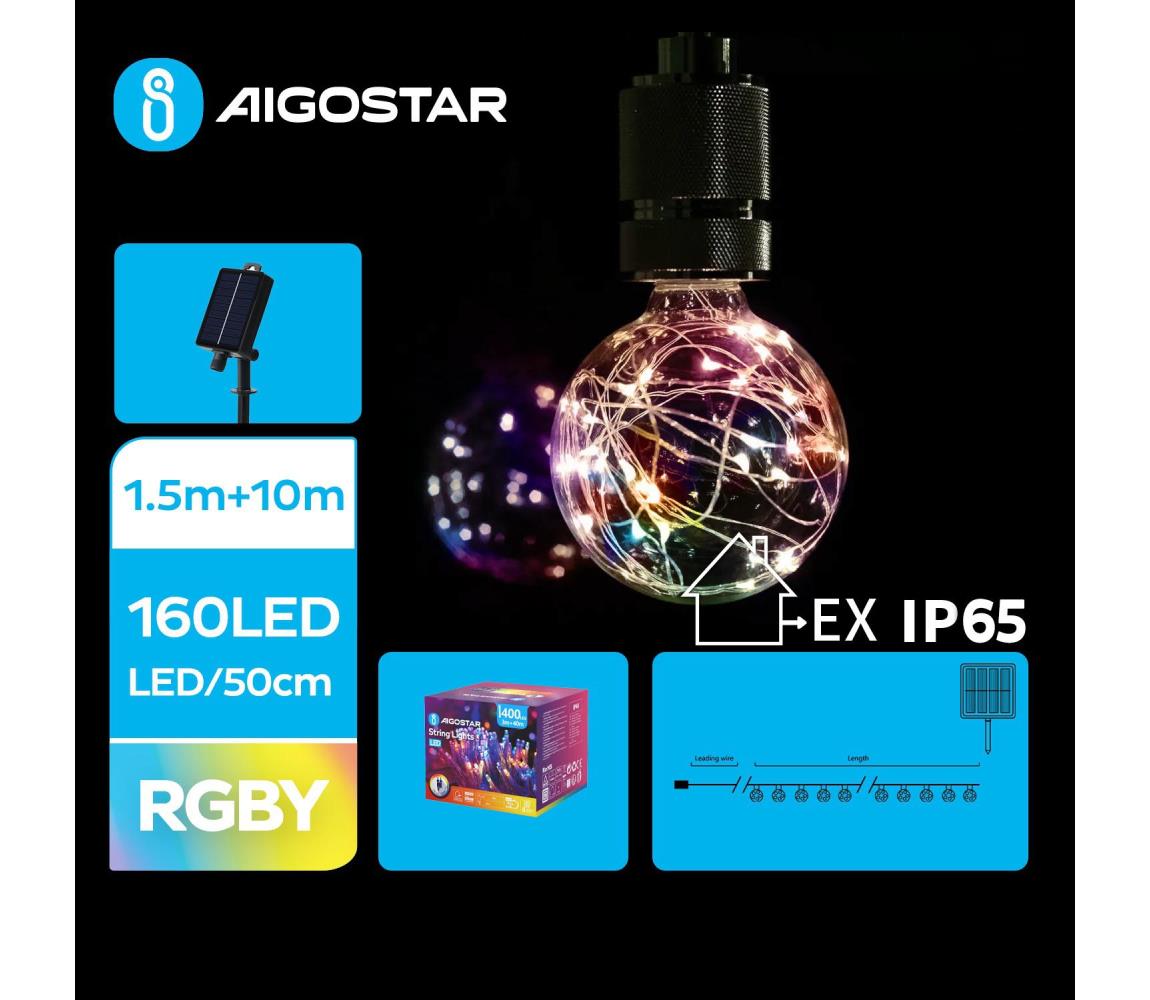Aigostar - LED solarny łańcuch świąteczny 20xLED/8 funkcji 11,5m IP65 multicolor