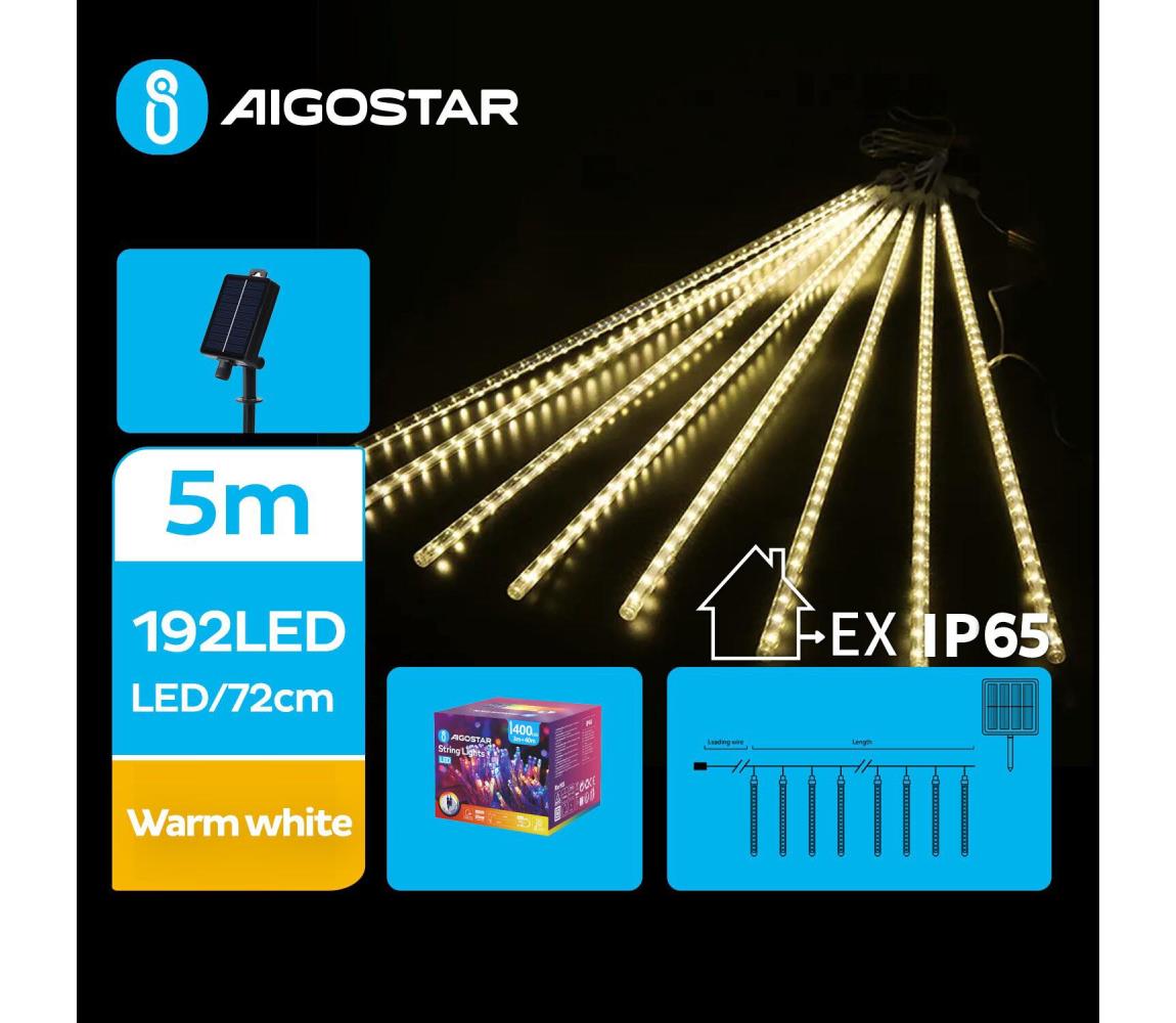 Aigostar - LED Solarny łańcuch bożonarodzeniowy 192xLED/8m IP65 ciepła biel
