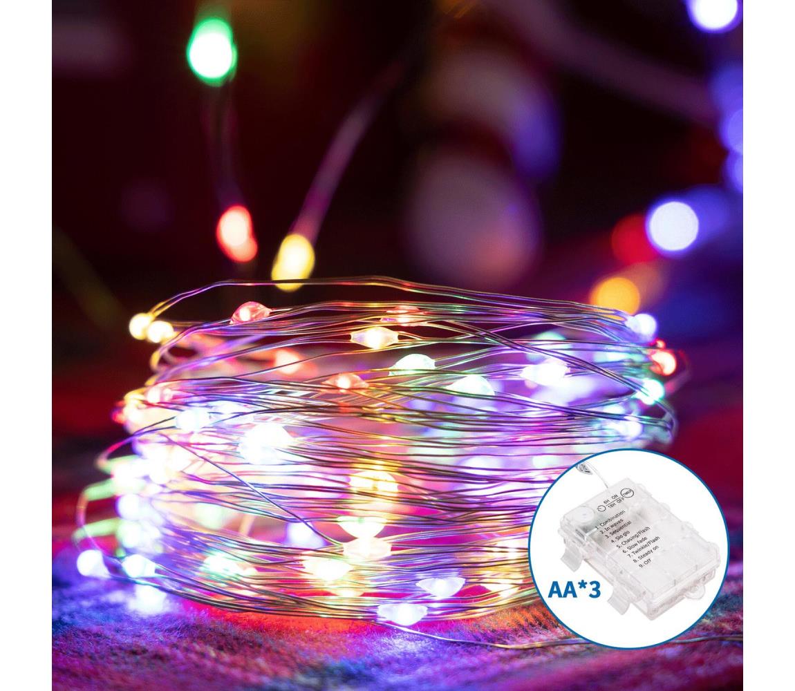 Aigostar - LED Zewnętrzny łańcuch bożonarodzeniowy 100xLED/8 funkcji 10,3m IP44 wielobarwny
