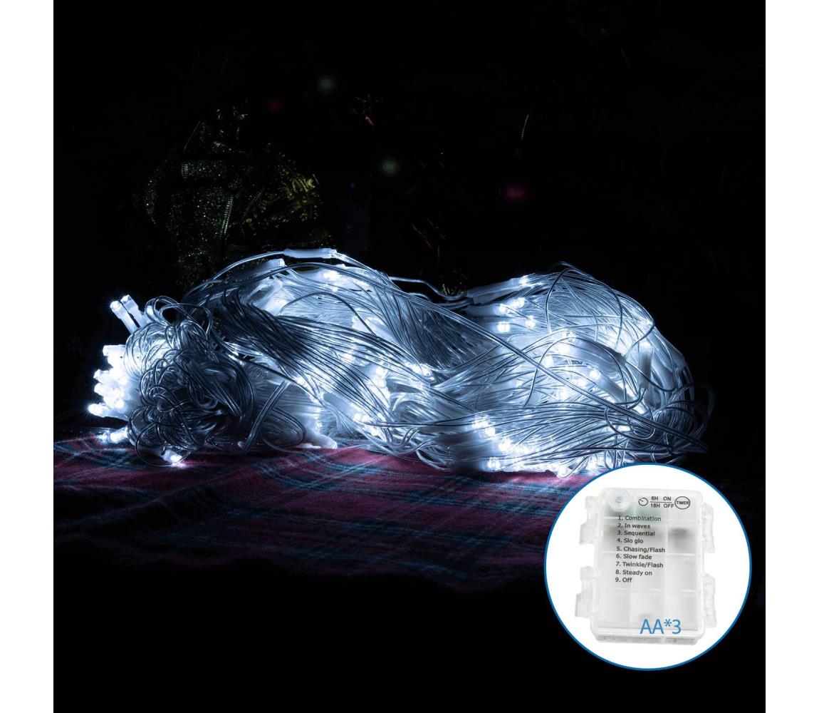 Aigostar - LED Zewnętrzny łańcuch bożonarodzeniowy 200xLED/8 funkcji 6x1,5m IP44 zimna biel