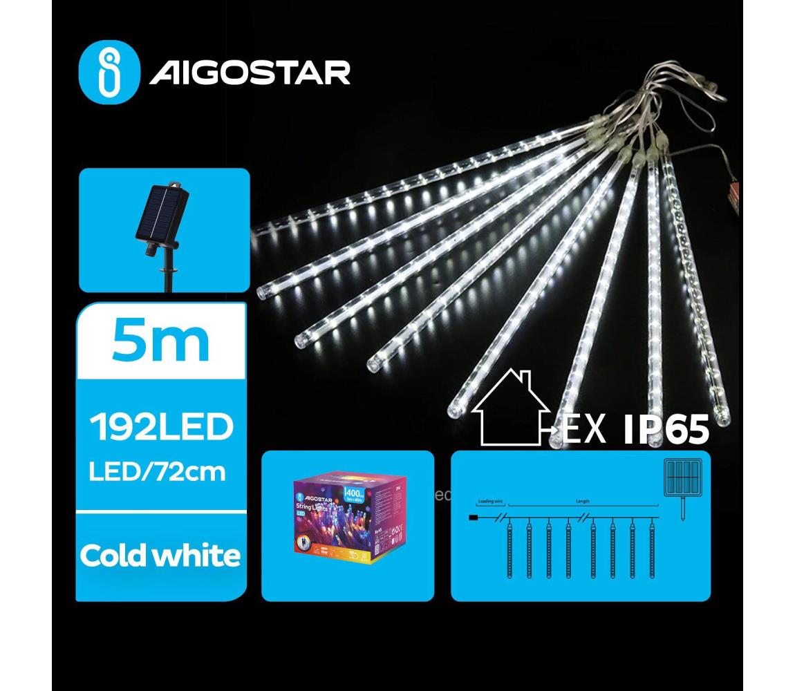 Aigostar - LED Solarny łańcuch bożonarodzeniowy 192xLED/8m IP65 zimna biel