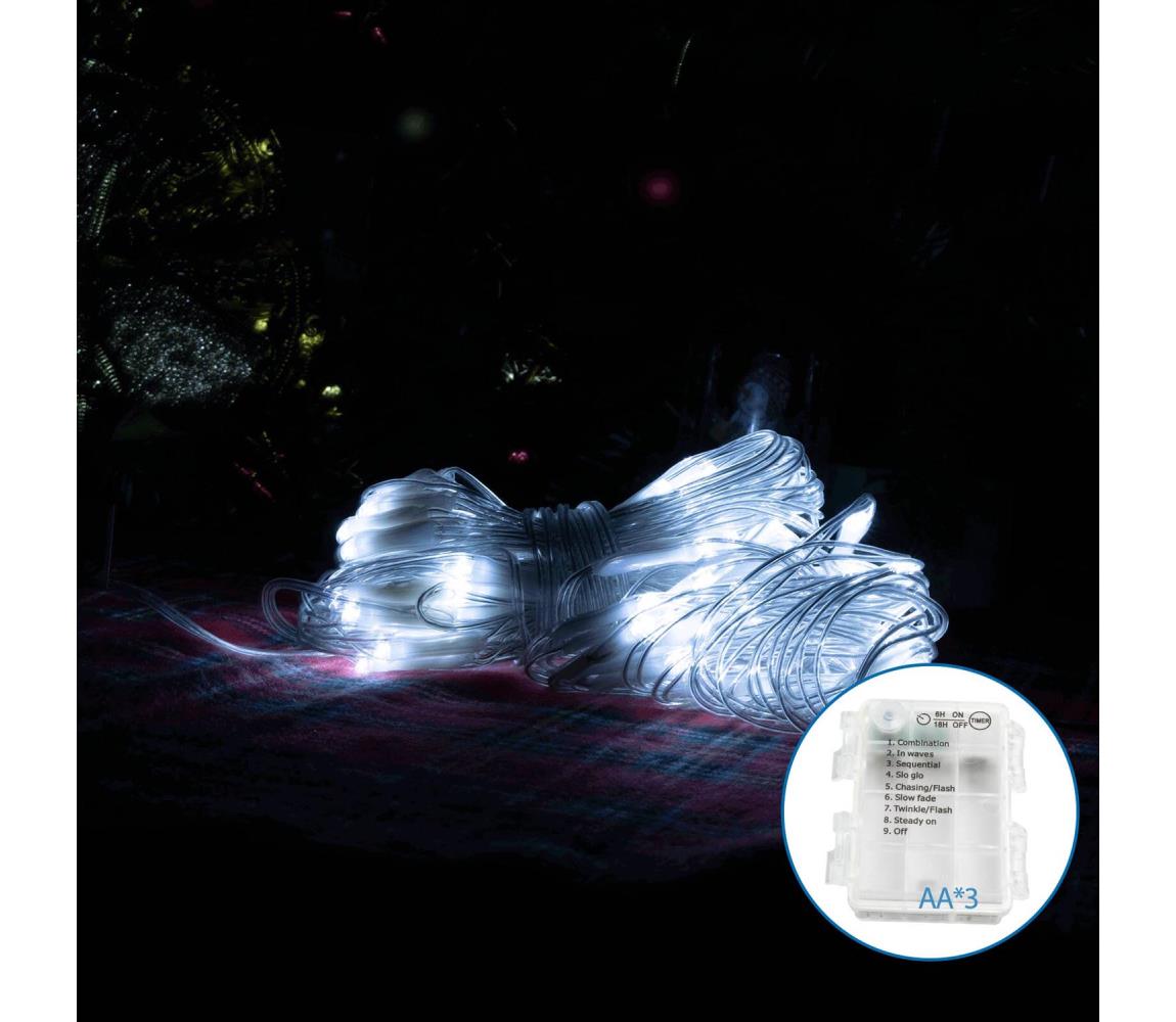 Aigostar -LED Zewnętrzny łańcuch bożonarodzeniowy 100xLED/8 funkcji 4,5x1,5m IP44 zimna biel