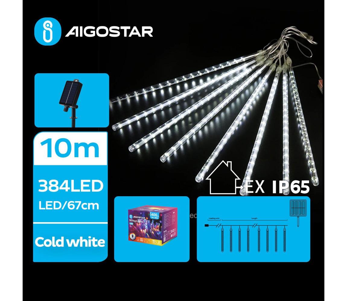Aigostar - LED Solarny łańcuch bożonarodzeniowy 384xLED/13m IP65 zimna biel
