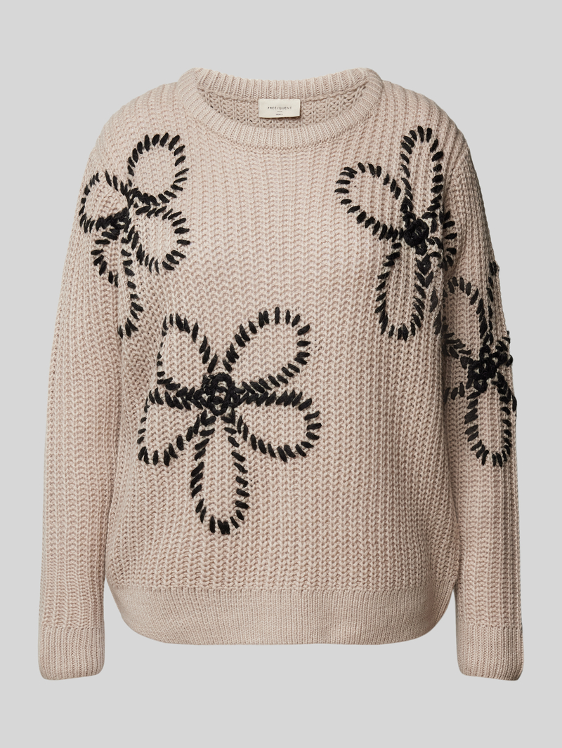 Sweter z dzianiny z wyhaftowanym motywem