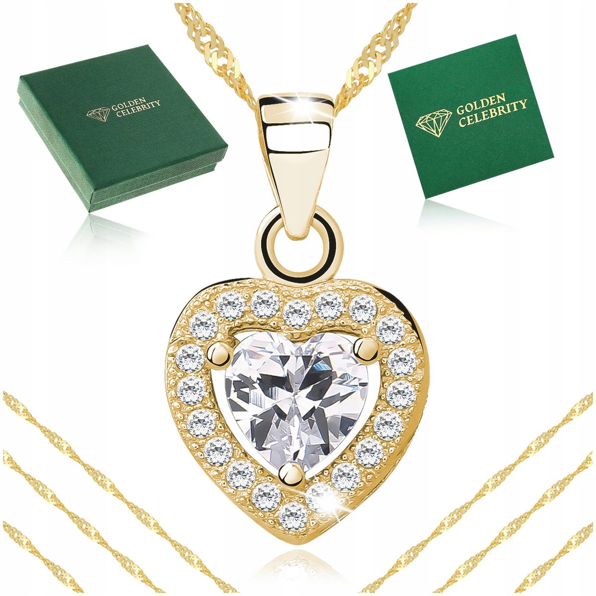 Złoty Naszyjnik Serce Serduszko 925 Prezent Dla Kobiety, Żony, Mamy, Córki