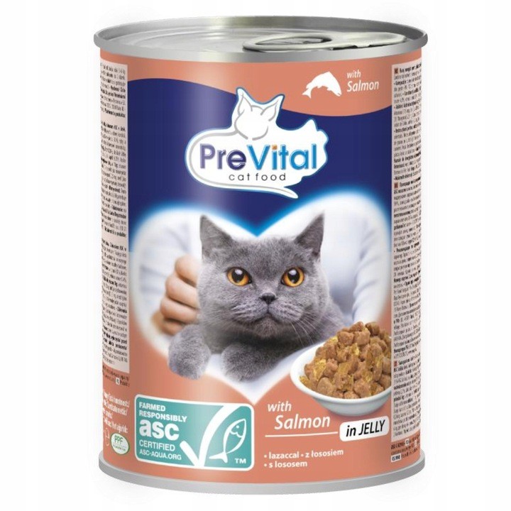 PREVITAL Karma mokra w kawałkach dla kota Łosoś galaretka 415g