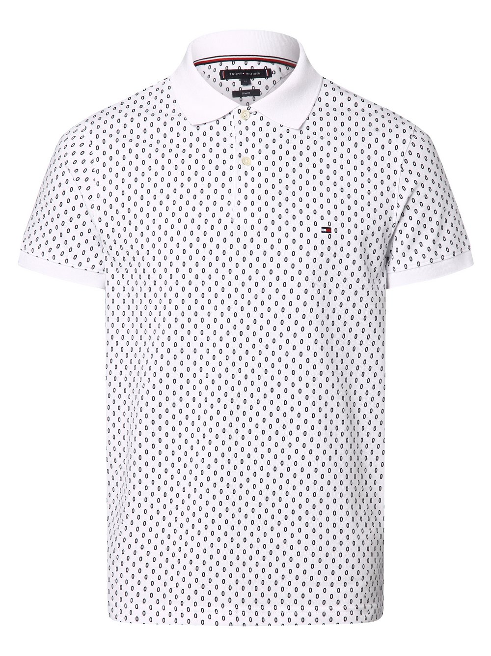 Tommy Hilfiger Męska koszulka polo Mężczyźni Bawełna biały wzorzysty, XL