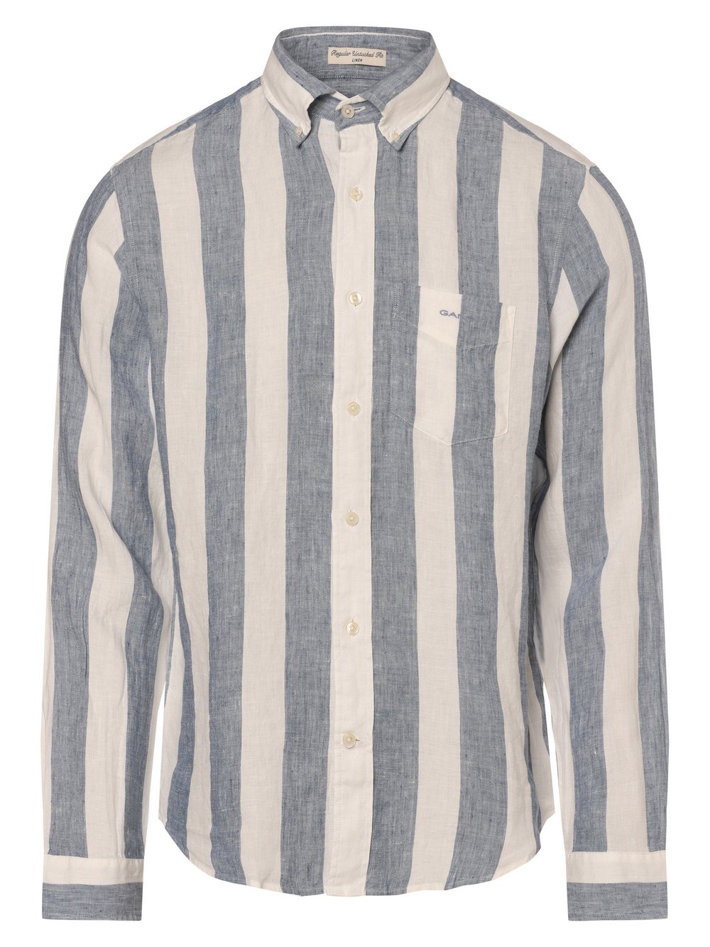Gant Męska koszula lniana Mężczyźni Regular Fit len niebieski|biały w paski, XL