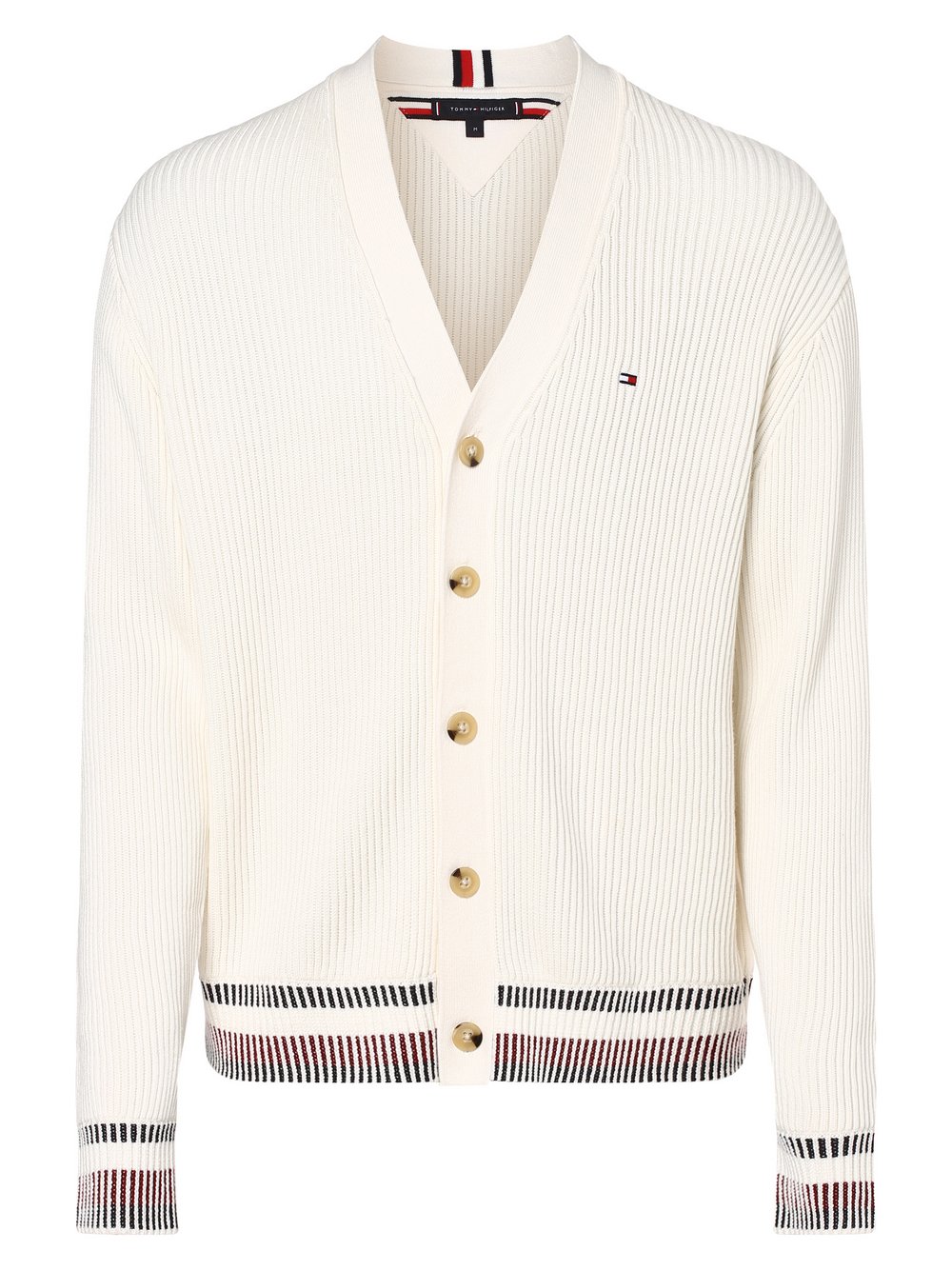 Tommy Hilfiger Kardigan męski Mężczyźni Bawełna biały jednolity, S