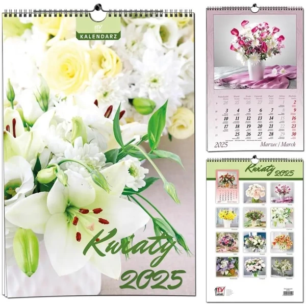 Kalendarz 2025 7 Plansz B3 Kwiaty - EV-Corp