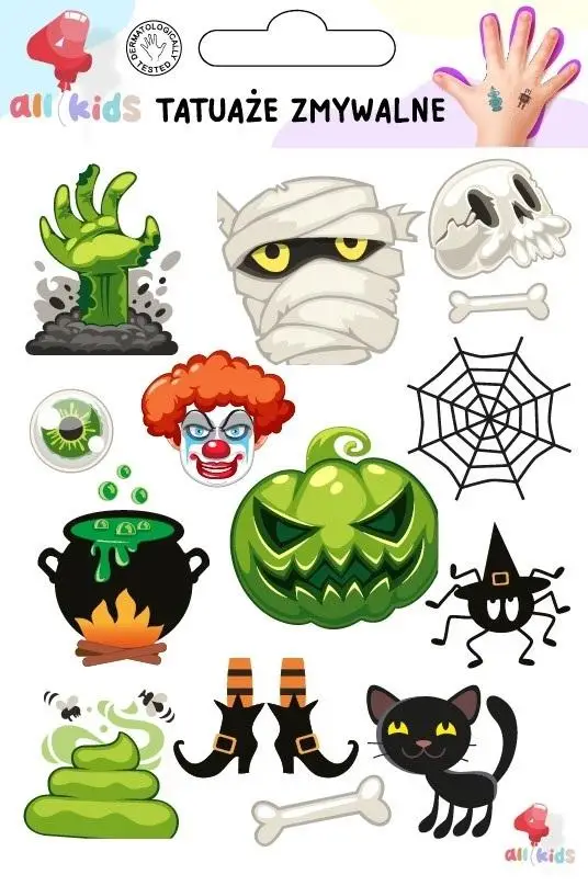 Tatuaże zmywalne dla dzieci Halloween 3 - All4Kids