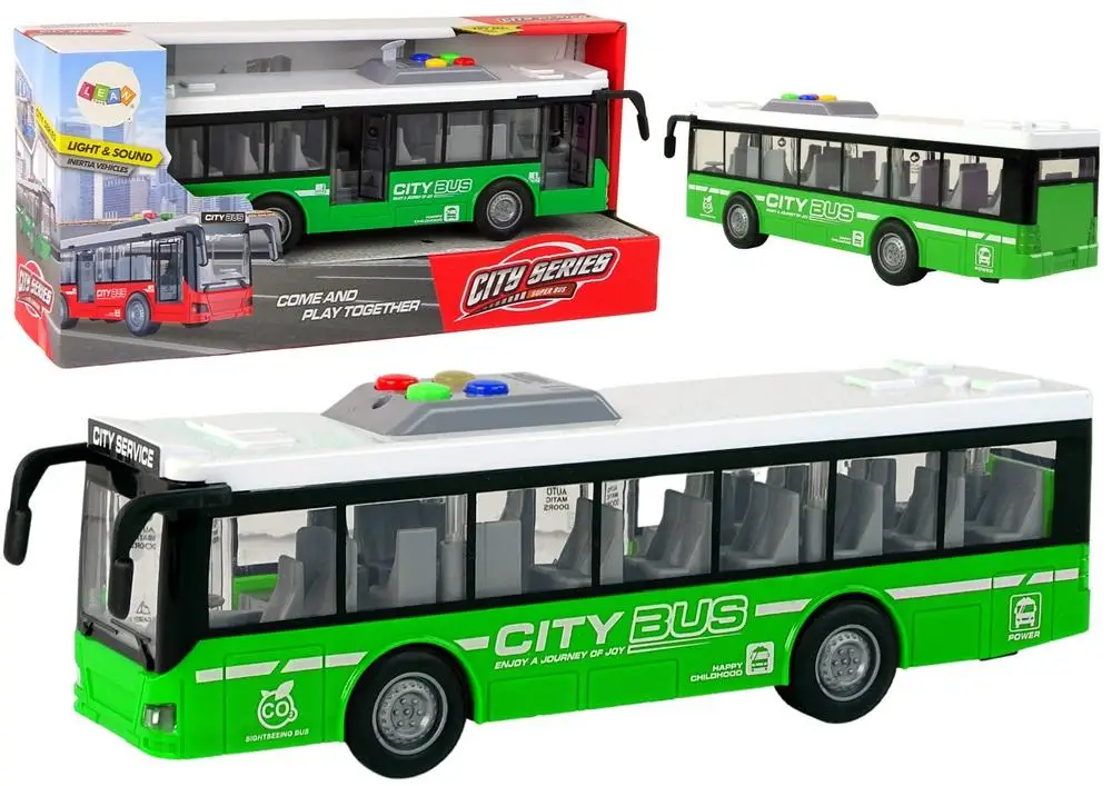 Autobus z napędem frykcyjnym 1:16 zielony - Leantoys