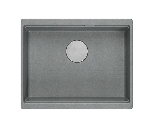 Quadron Logan 100 Zlewozmywak granitowy jednokomorowy 56x45 cm szary/stal szczotkowana HQJ6045U5_BS_U