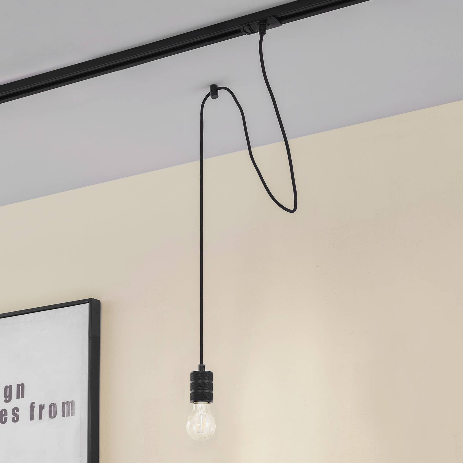 Lampa wisząca Lindby Linaro, Ø 4,6 cm, czarna, 1-fazowa, E27 Linaro Lindby, możliwość ściemniania, czarny, salon / jadalnia, aluminium, nowoczesny